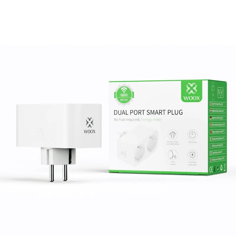 WOOX 2 in 1 slim stekkerblok – 2 stopcontacten – Besturing via de app – R5163