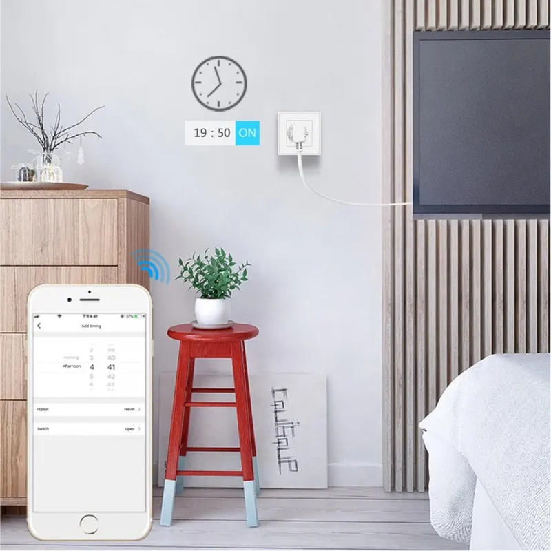 WOOX Slimme wandcontactdoos – EU Wifi inbouw stopcontact – met spraakbesturing – R4054, foto 2