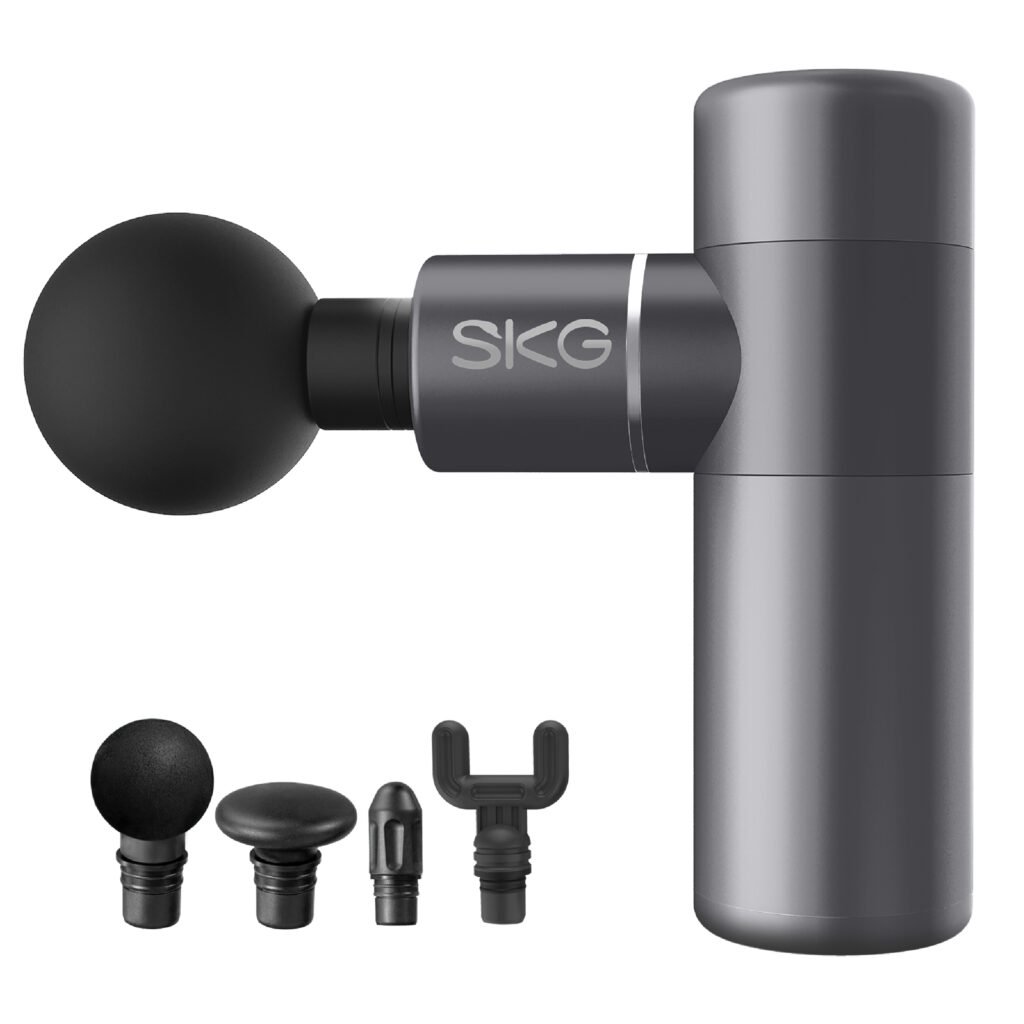 SKG - Draadloze Massage Gun – Compact design - 4 Koppen en 4 Snelheden - F3-EN - Grijs