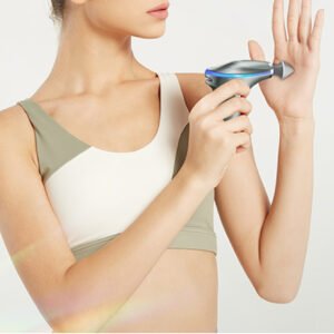 SKG – Draadloze Massage Gun – 5 Snelheden, Verwarming & 4 Wisselbare Koppen – F7-E – Grijs