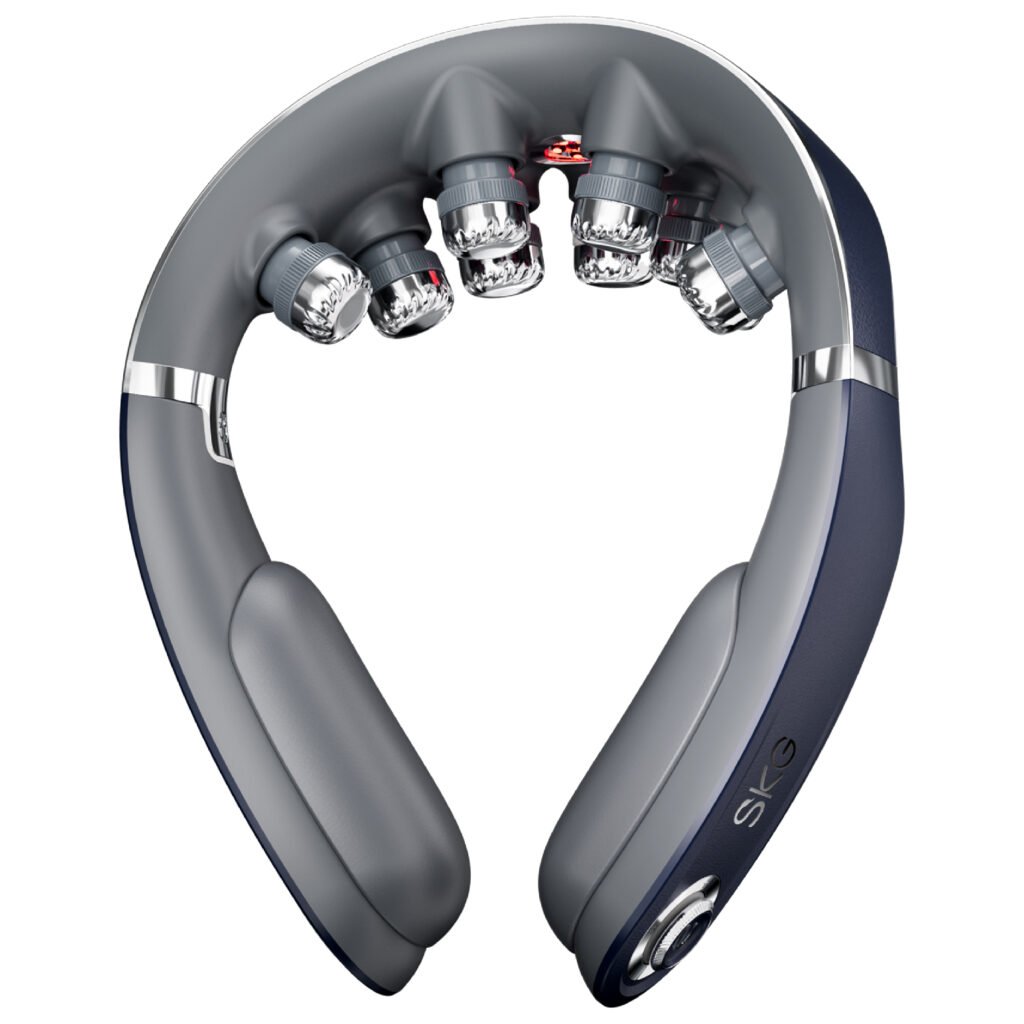 SKG - Nekmassageapparaat - Opvouwbaar - Vibratie, warmte en LED - G7 Pro Fold - Blauw