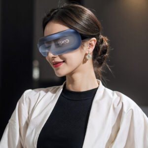 SKG – Draadloze oogmassager met kijkvenster – Luchtcompressie & warmte – E3-Pro – Blauw