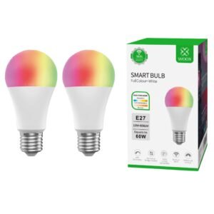 Woox – Slimme WIFI RGB LED Lamp E27 – 40W – Lichtpeer – R9074 – 2 stuks