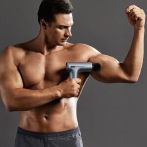 SKG – Draadloze Massage Gun – 6 Snelheden, 4 Koppen & Diepe Weefselmassage – F1 Pro – Grijs