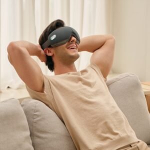 SKG – Draadloze oogmassasager – 3 Warmtestanden, 3 Modi & Bluetooth – ES500 – Grijs