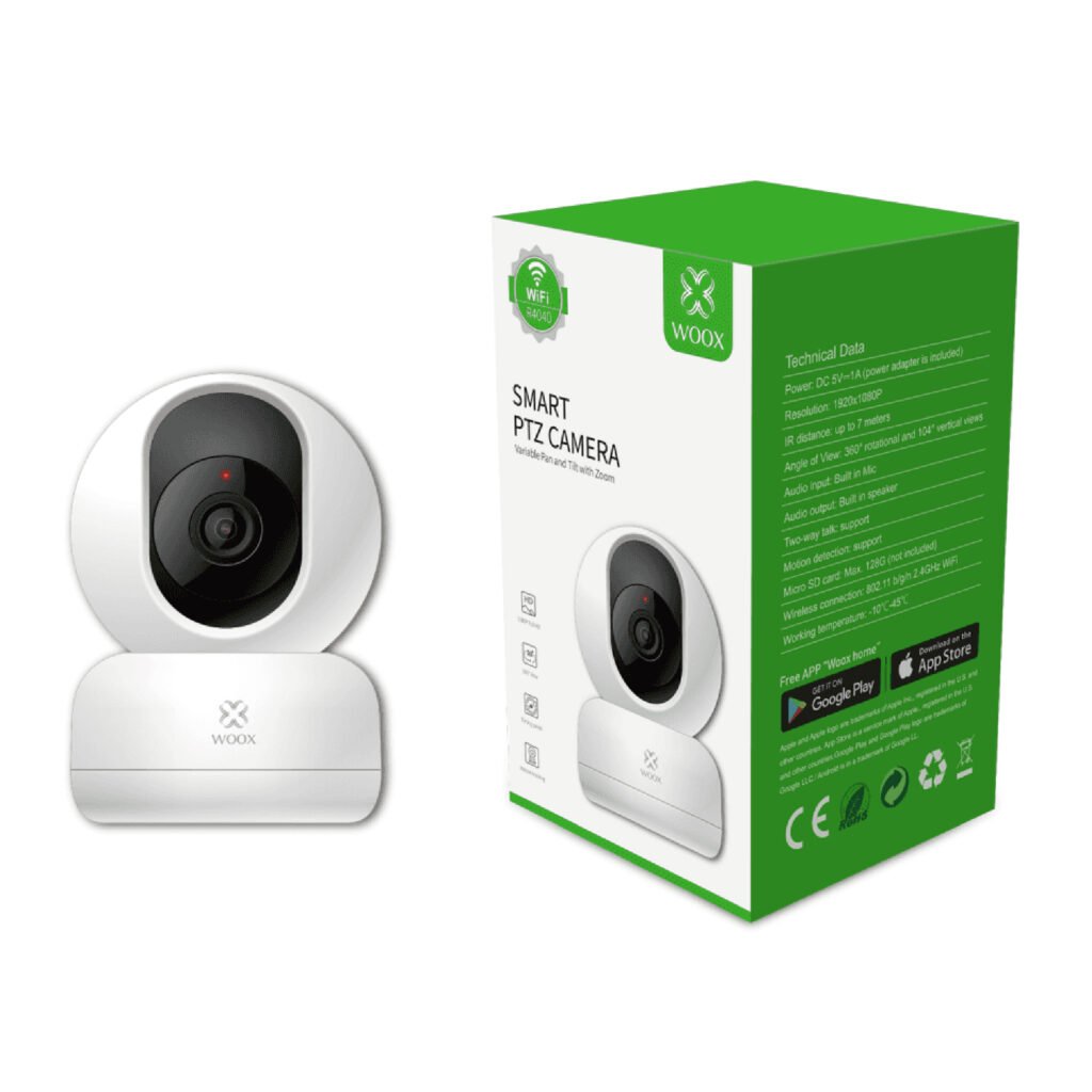 Woox - Full HD Compacte slimme beveiligingscamera voor binnen - 360 graden draaihoek - 1080P - R4040 - Wit