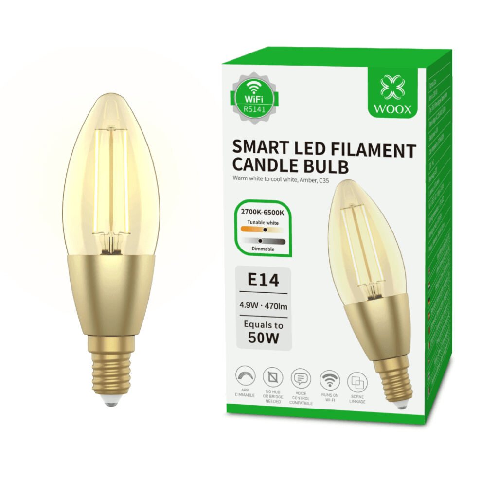 Woox - Slimme WIFI LED Filament kandelaarLamp E14 - Lichtpeer - R5141