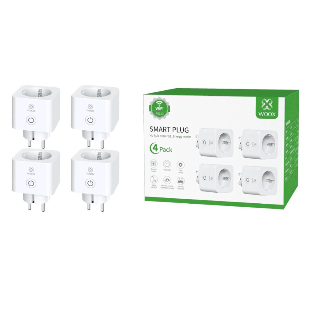 Woox - Slimme stekker - Wifi Smart plug - Met energieverbruiksmonitor - R6113 - 4 stuks
