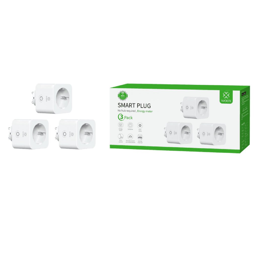 Woox - Slimme stekker - Wifi Smart plug - Met energieverbruiksmonitor - R6113 - 3 stuks