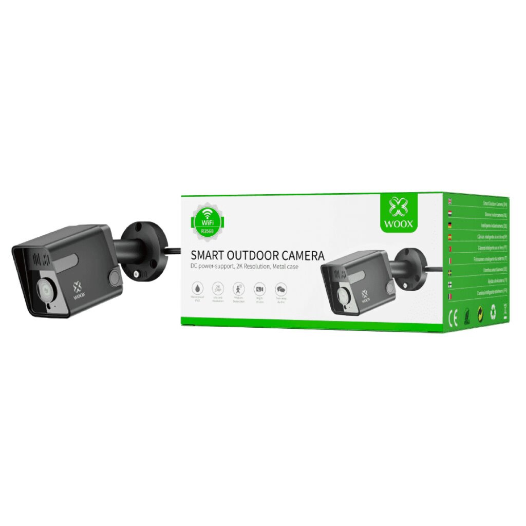 Woox - Full UHD Compacte slimme beveiligingscamera voor buiten - Bewegingsdetectie - 2304x1296P - R3568 - Zwart