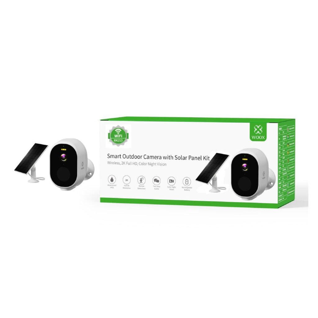 Woox - Draadloze beveiligingscamera voor buiten - 2K Full HD Beeld - Met supergroot zonnepaneel - R4253 - Wit