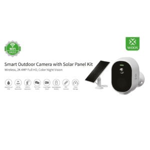 Woox – Draadloze beveiligingscamera voor buiten – 2K Full HD Beeld – Met supergroot zonnepaneel – R4253 – Wit