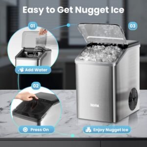 Inoviva – Nugget ice maker – K2 Compact – Soft nugget-ijs in 10 min, zelfreiniging en compact ontwerp